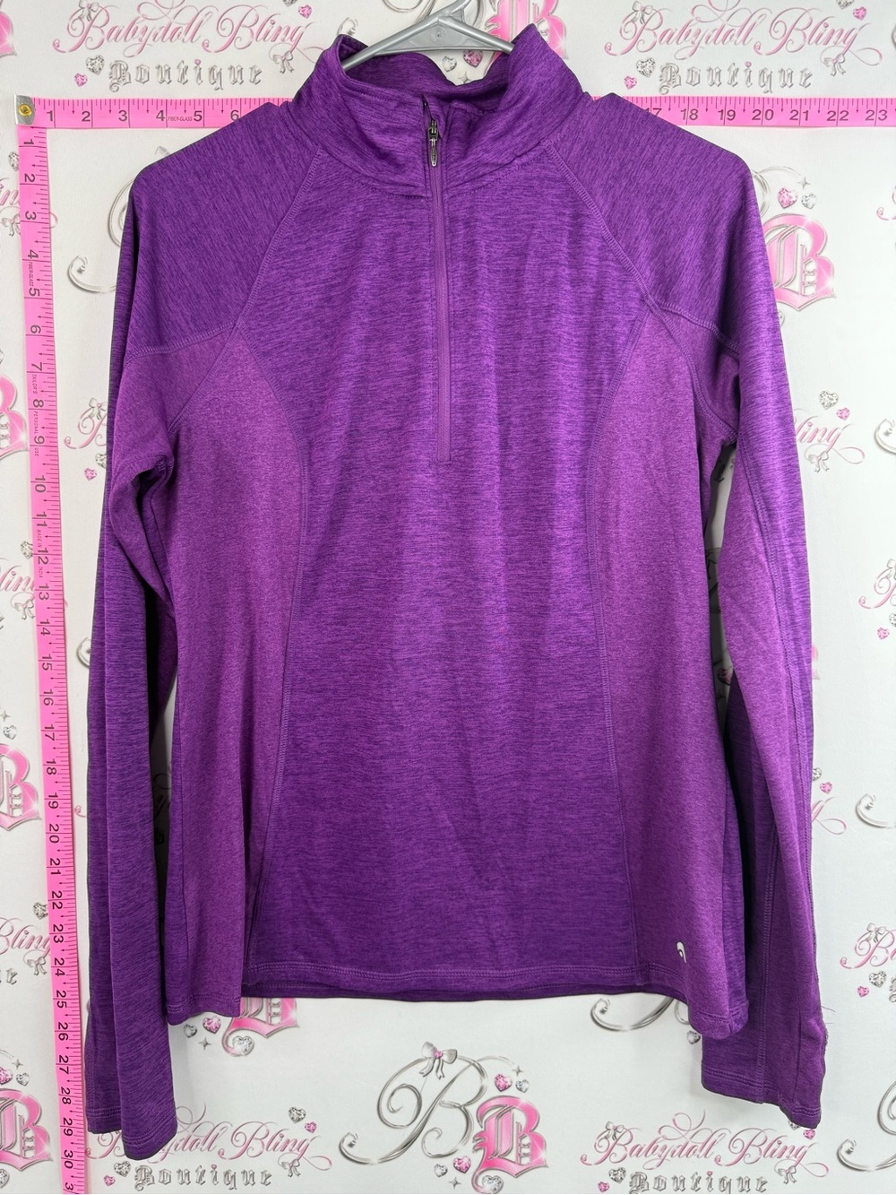Head sweater bright Purple Half-Zip Pullover stretchy soft long sleeve shirt